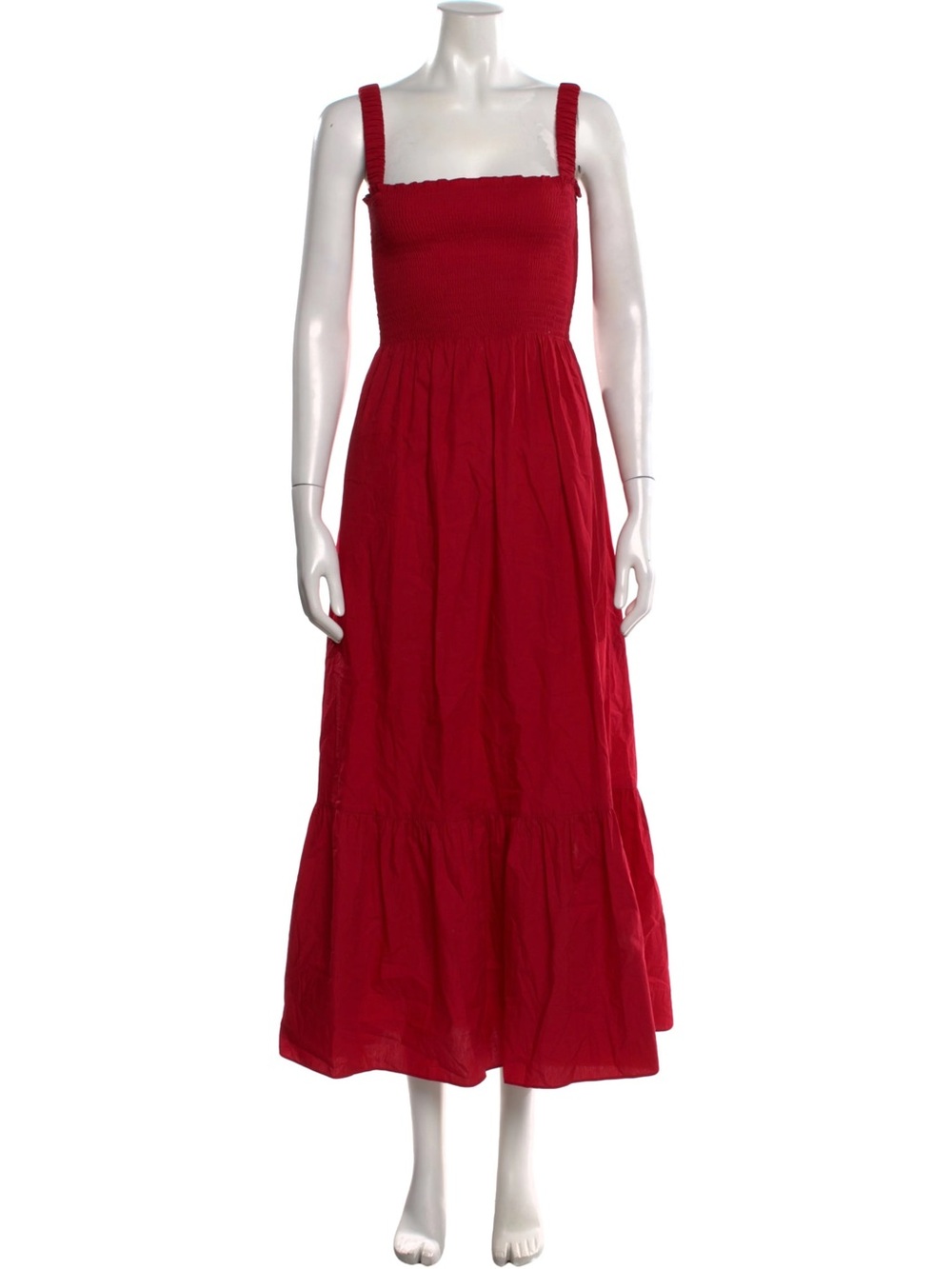 Hill House Home Nap Dress XL Red Smocked Cotton Tiered Maxi Dress